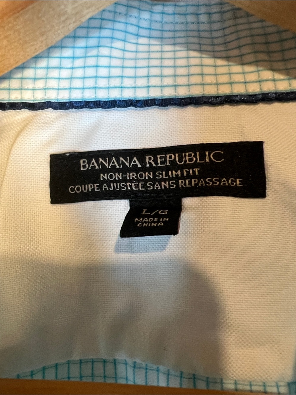Banana Republic Non-Iron Slim Fit Aqua Graph Check Shirt - Size Large Cotton - Picture 8 of 9